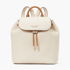 Kate Spade Leather Cinch Backpack Cream and Tan Small Backpack Medium Bag